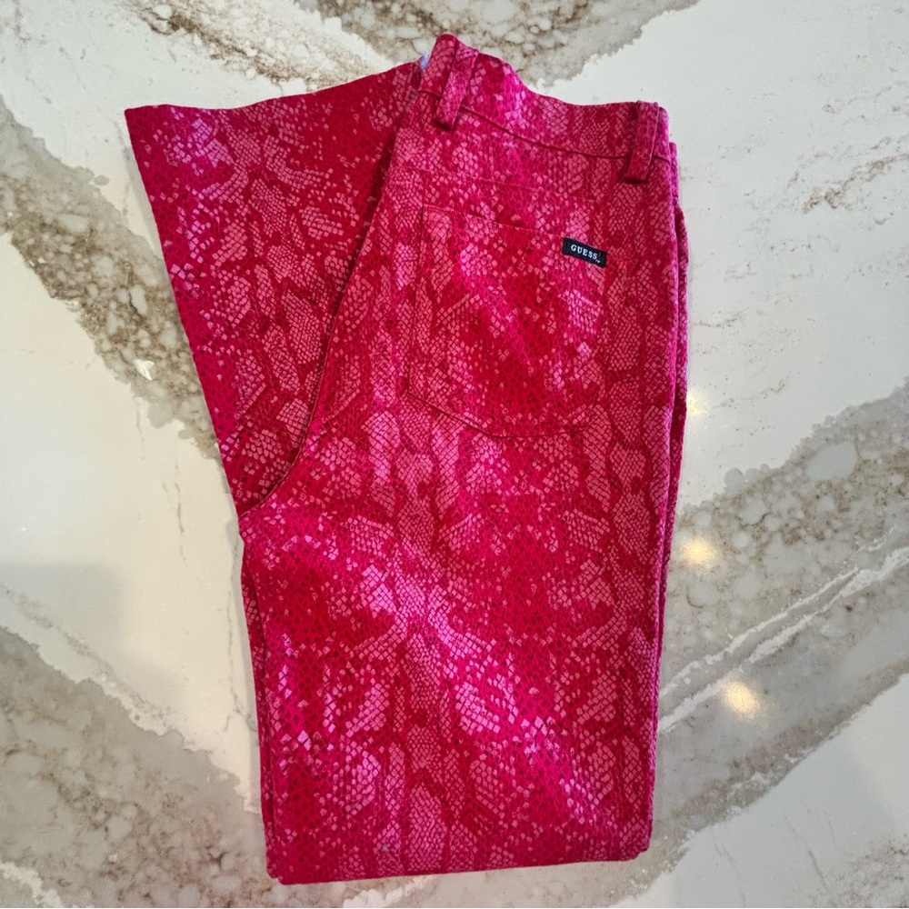 Vintage Guess animal print red/pink pants